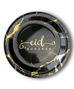 Plates | Eid Mubarak | Black Marble | 10pcs